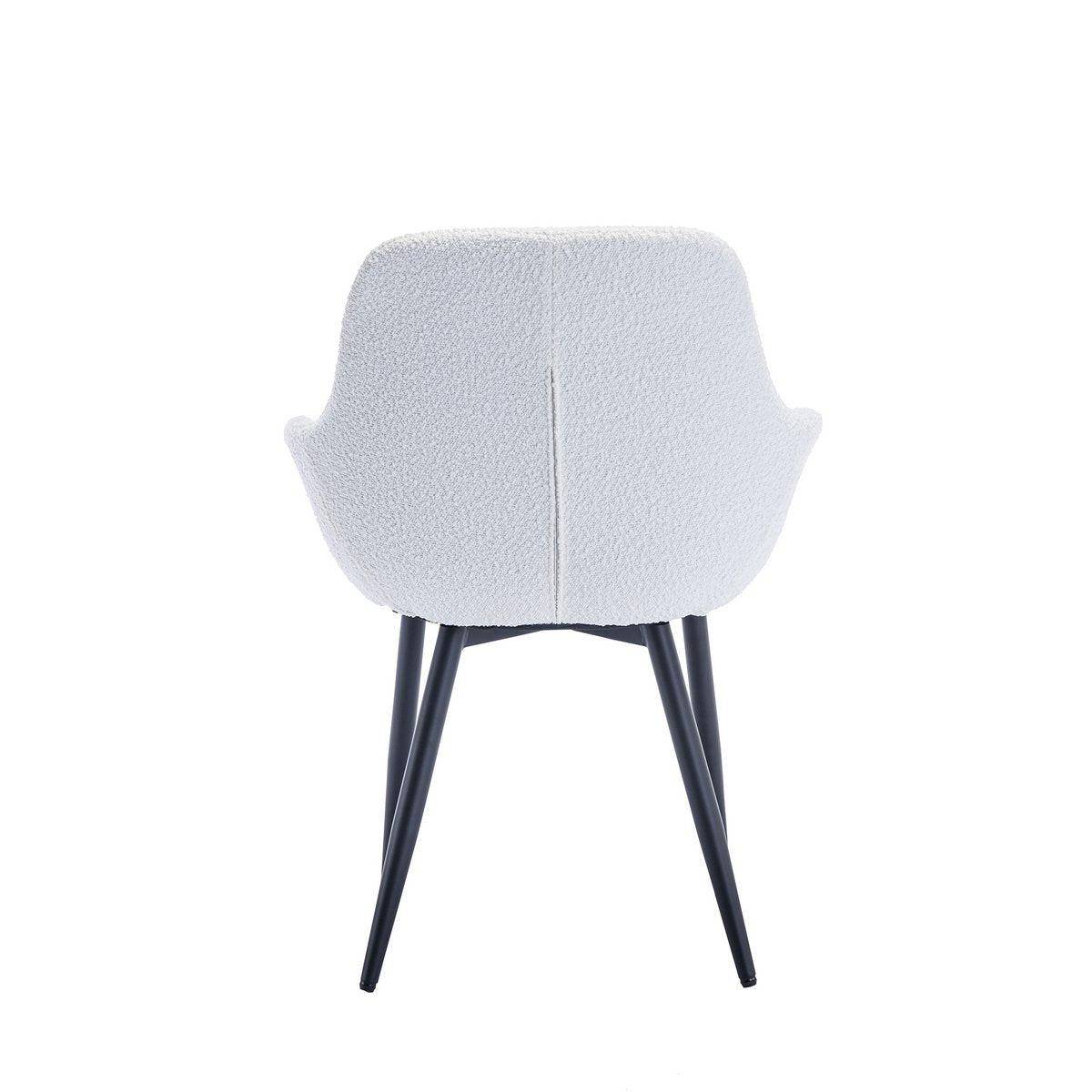 Eetkamerstoel Lichtgrijs met Zwart Metalen Frame – Bouclé & Armleuningen – Set van 2 - SalesFever - Casanovio