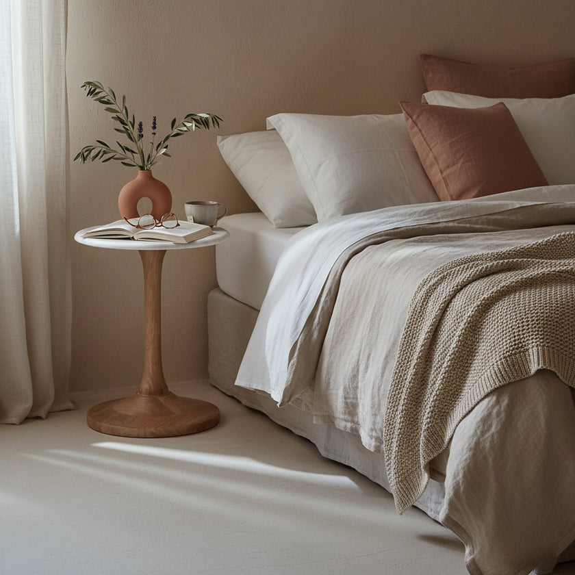 Kuala Lumpur bijzettafel marmer wit - 40x40x50 cm