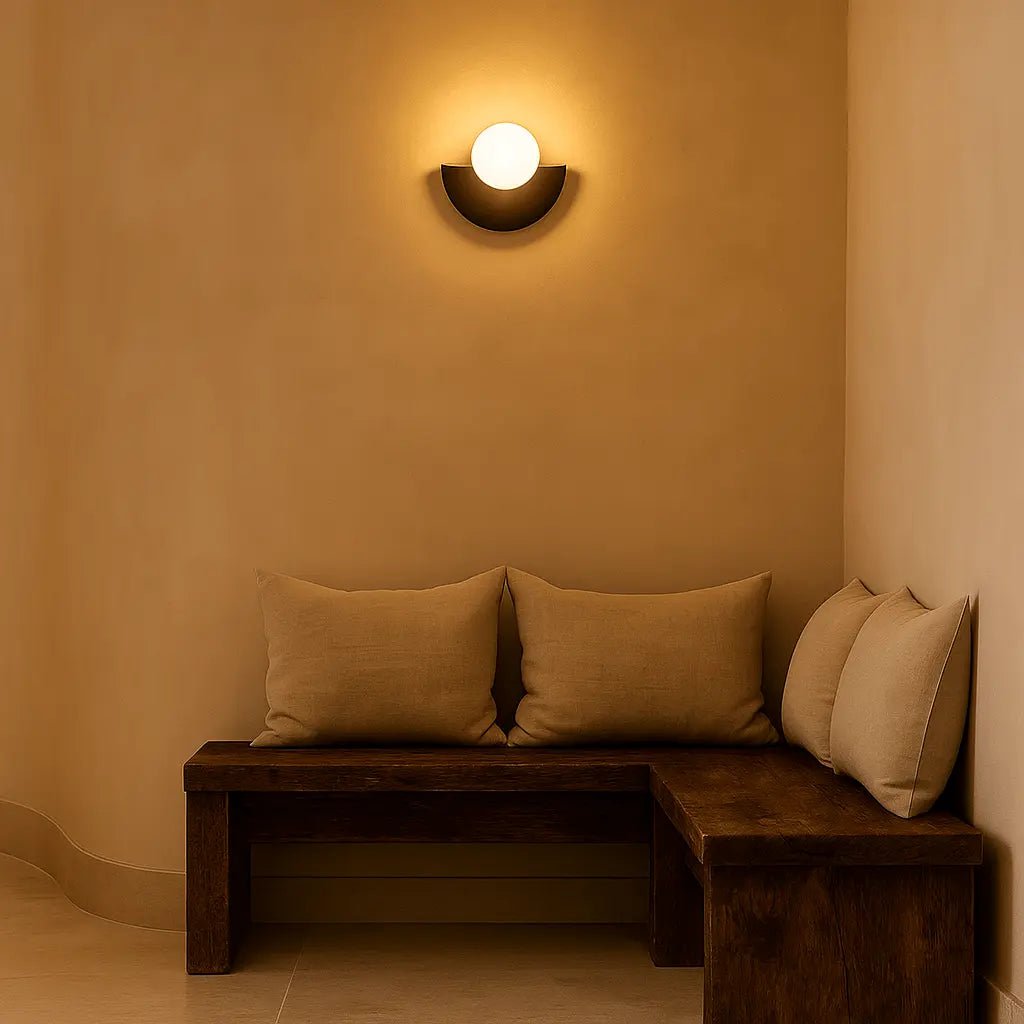 Kane zwarte draadloze wandlamp – oplaadbare hout- en glaslamp