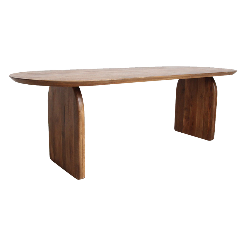 Bullnose eettafel bruin gesloten onderstel