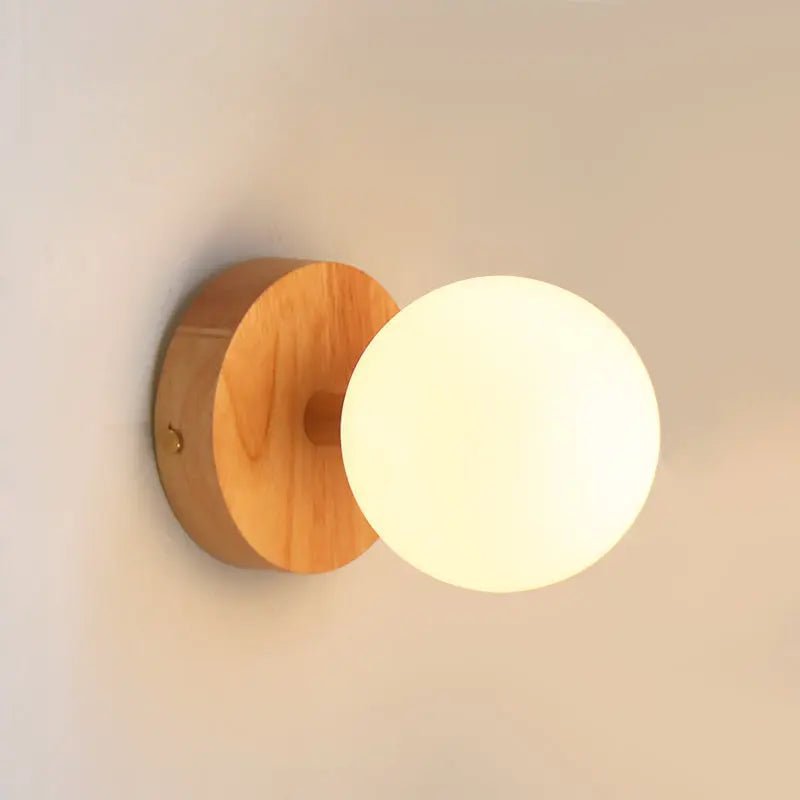 Richella Lichtbruine Houten & Glazen Wandlamp | Oplaadbaar en draadloos