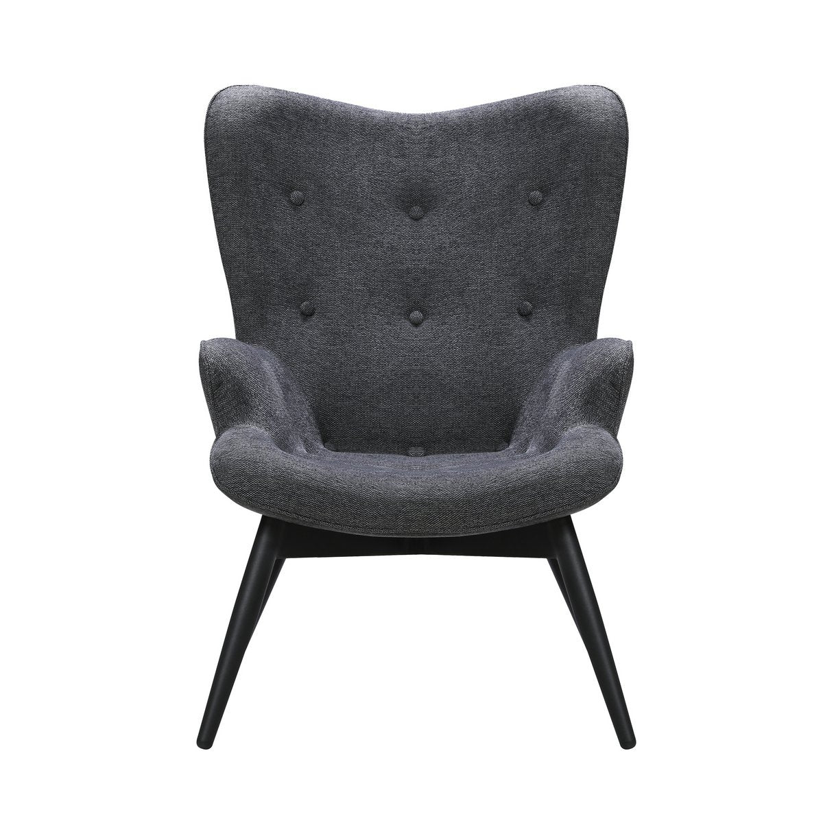 Moderne Fauteuil Donkergrijs met Zwart Metalen Frame – Structuurstof & Sierknopen - SalesFever - Casanovio