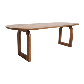 Bullnose eettafel bruin open onderstel