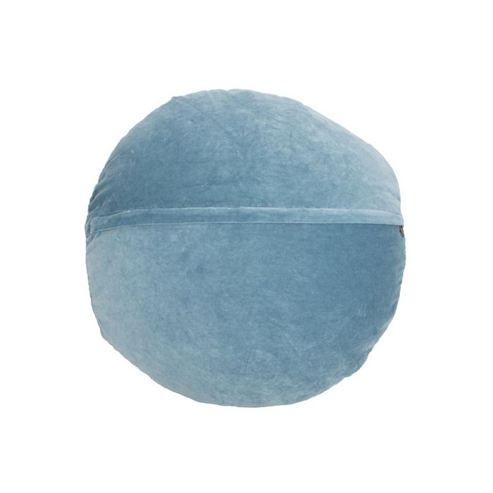 Rond Fluwelen Kussen Ruches vervaagd blauw 60cm