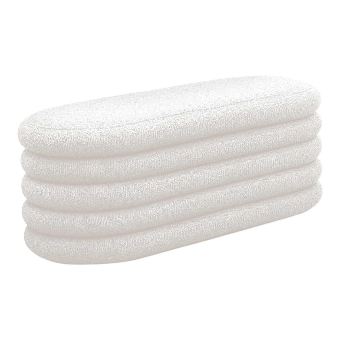 Opbergbank Bouclé Wit met Afneembare Zitting – Moderne Stoffen Bank - SalesFever - Casanovio