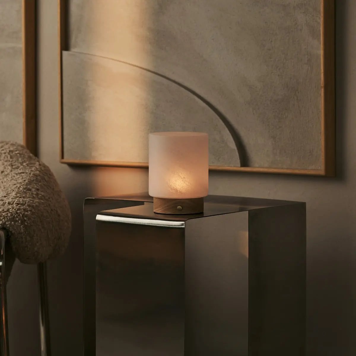 Pien Lichtbruine Houten Tafellamp | Oplaadbaar, dimbaar en batterijduur tot 100 uur