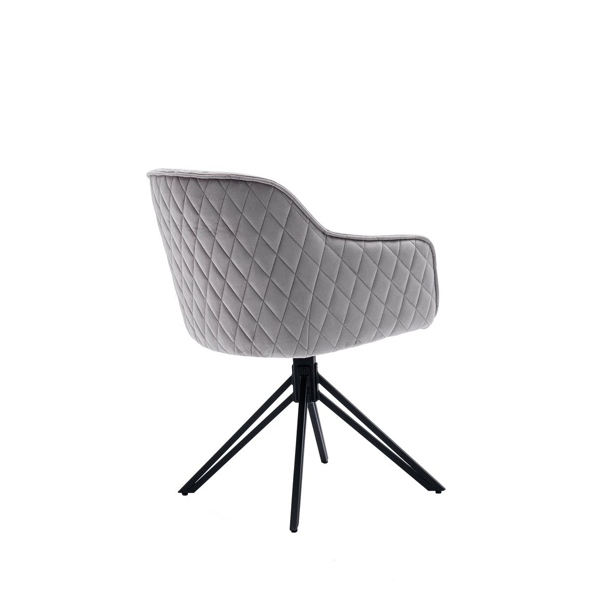 Draaistoel Lichtgrijs met Zwart Metalen Frame – Fluweel & Honingraatstikse - SalesFever - Casanovio