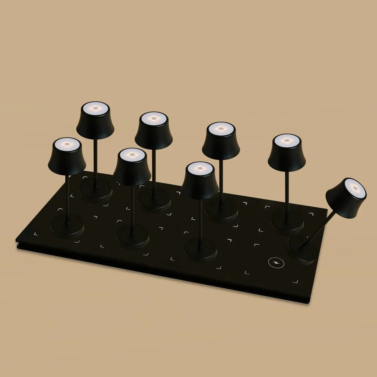 Combiset Professioneel | 8 x De Pijp Mini Midnight Black Oplaadbare Tafellampen & 1 x Centraal Station Oplaadstation