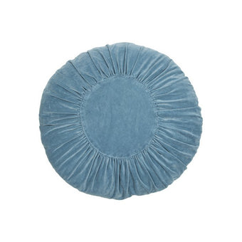 Rond Fluwelen Kussen Ruches vervaagd blauw 60cm