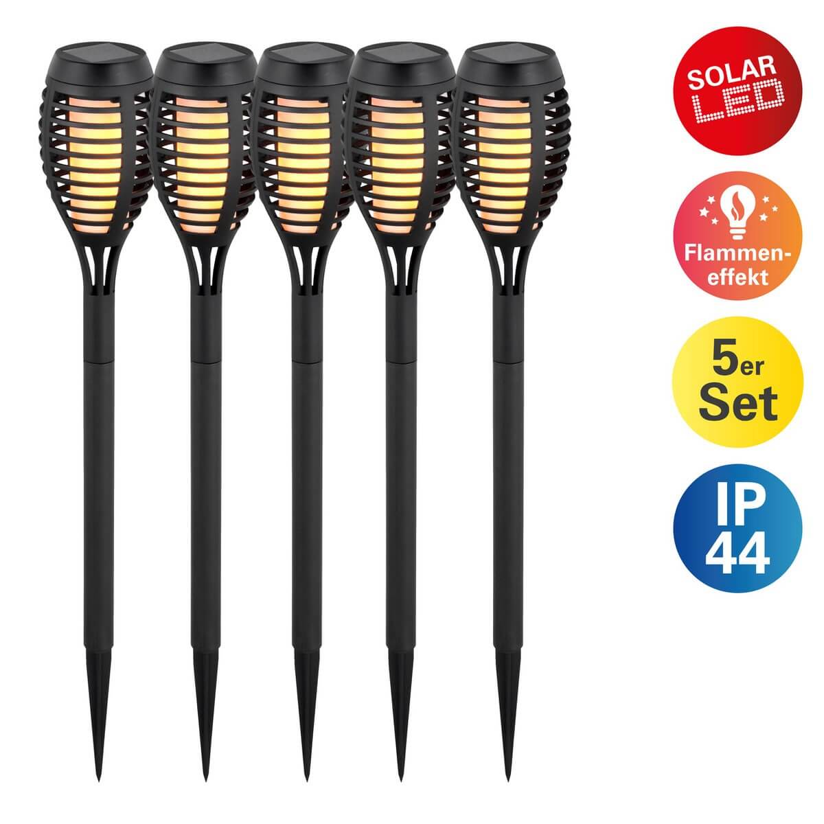 Aarde Spies Grijs Plastic 5-Delige Set – LED Buitenverlichting