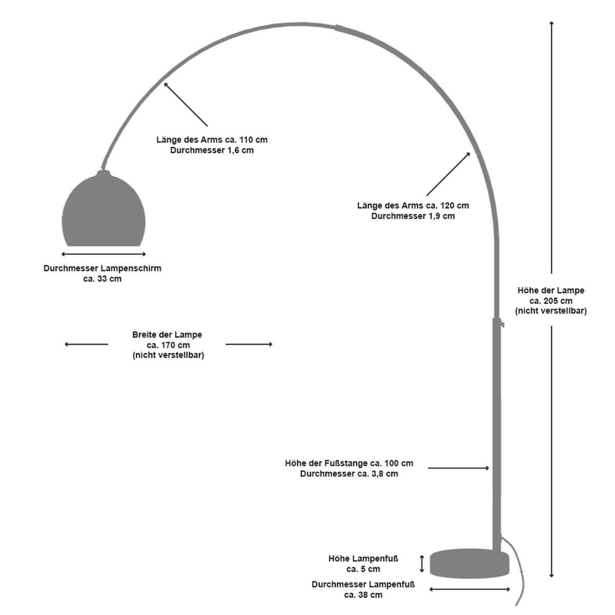 Arc lamp 195 cm white - SalesFever