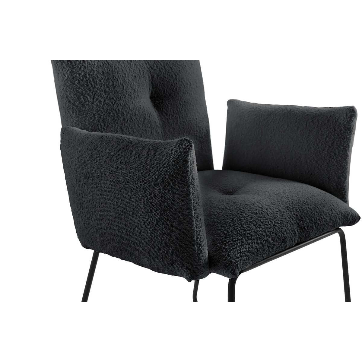 Armlehnstuhl Bouclé Stoff Anthrazit - SalesFever