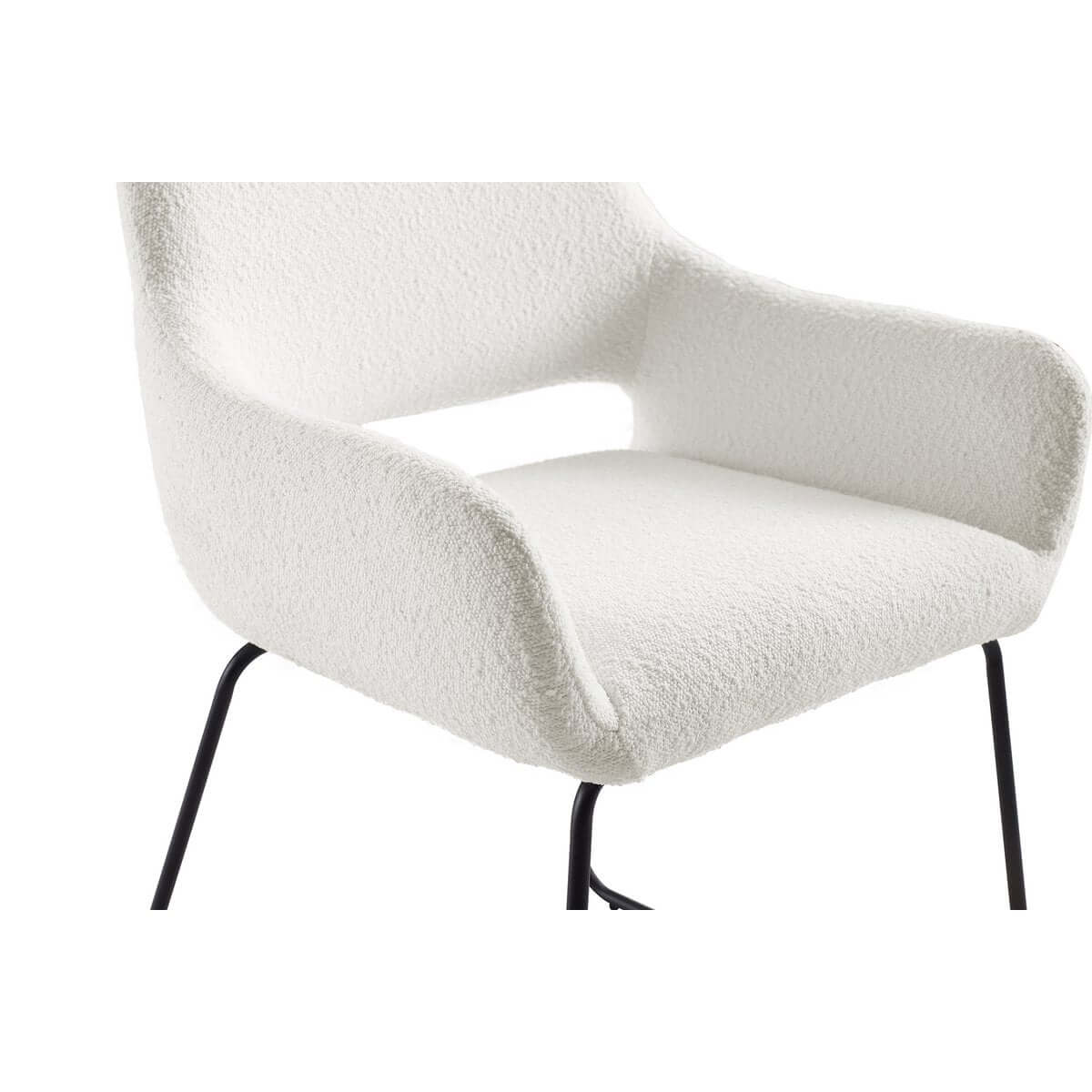 Armchair with back cut-out Bouclé fabric white - SalesFever