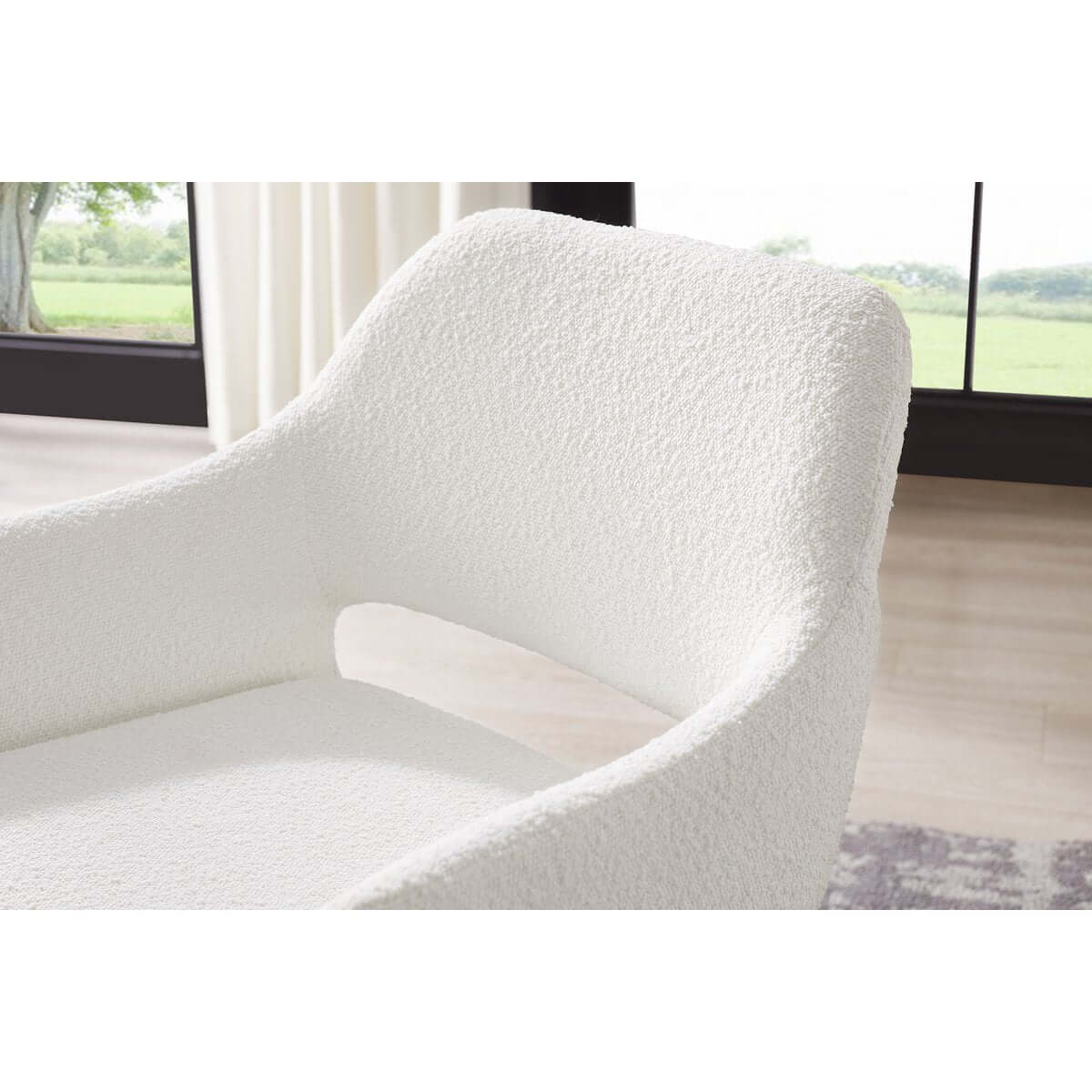 Armchair with back cut-out Bouclé fabric white - SalesFever