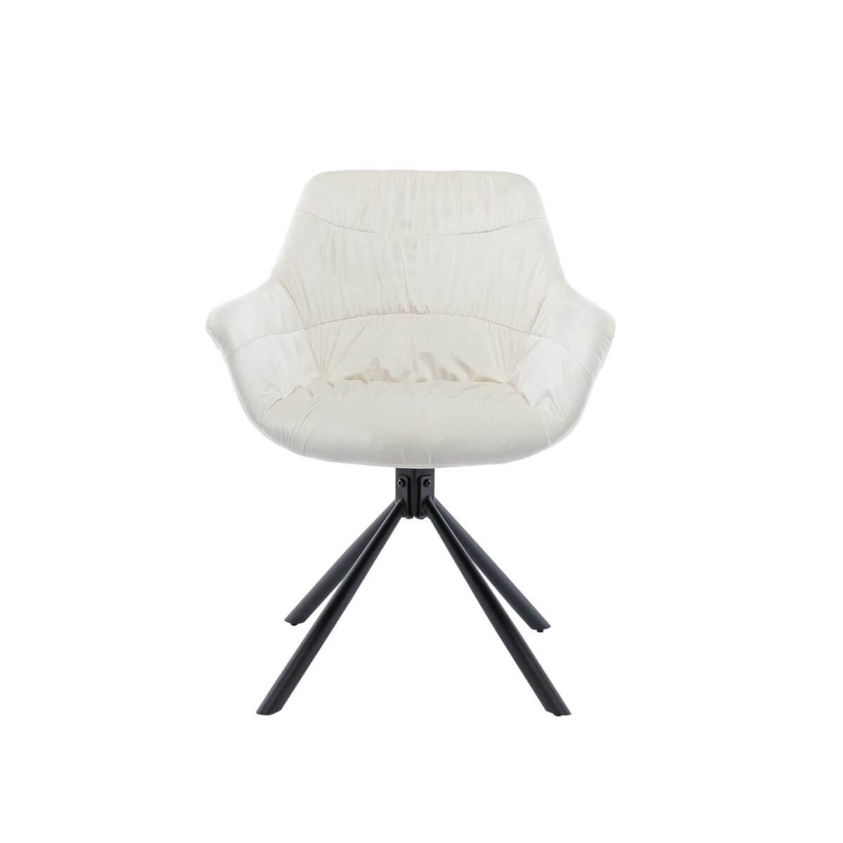 Armchair with honeycomb quilting in cream velvet - SalesFever