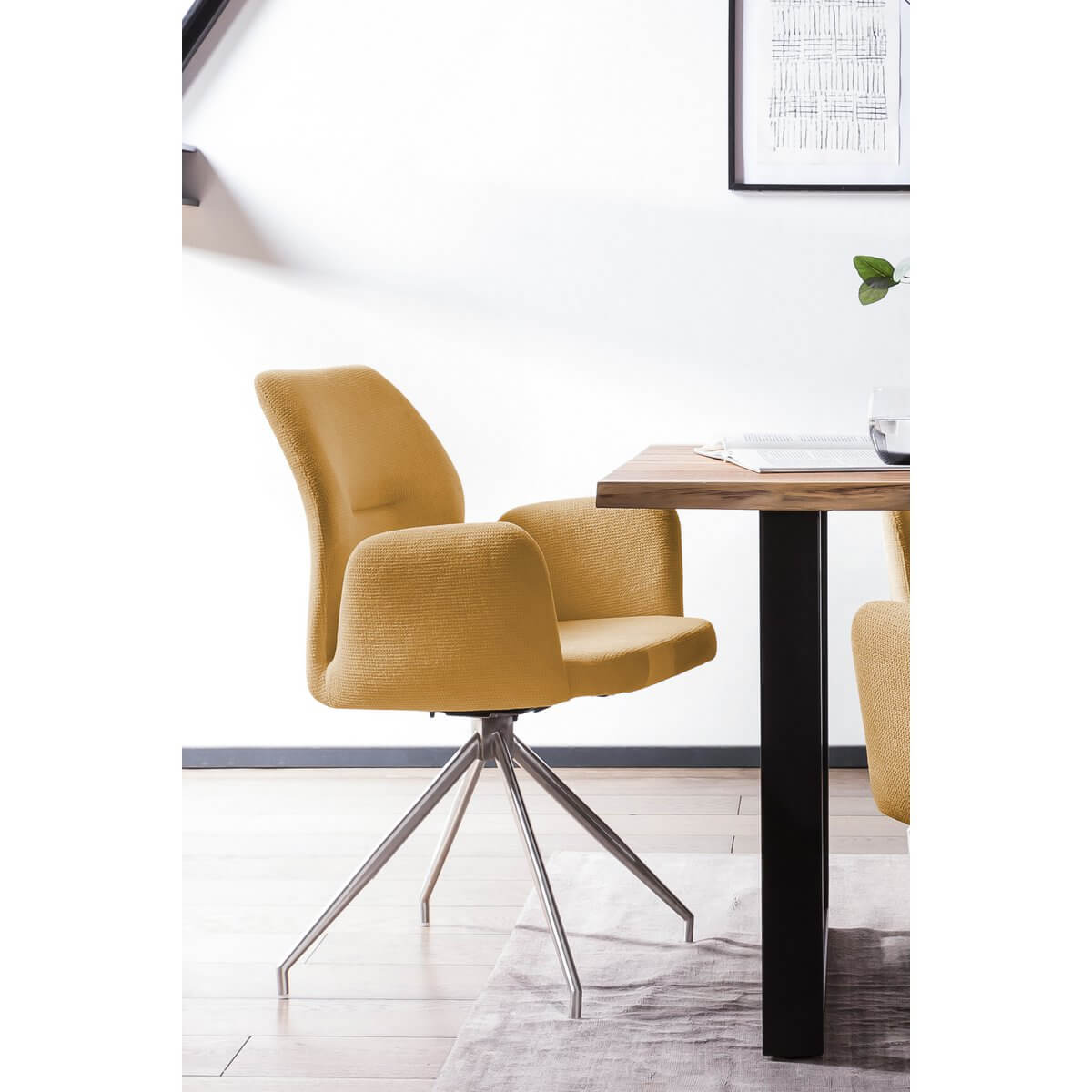 Armchair with 180° swivel function Yellow - SalesFever