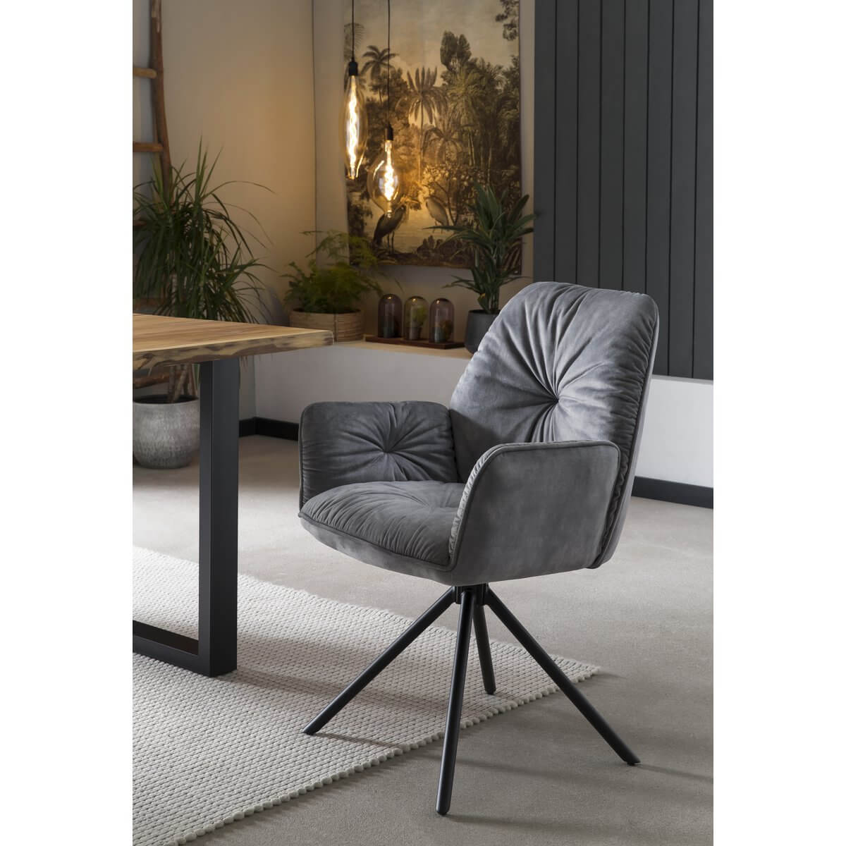 Armchair with 360° swivel function, gray - SalesFever