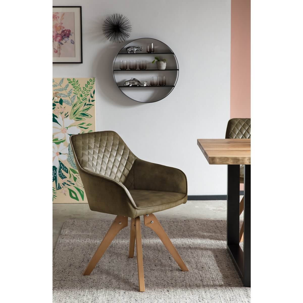 Armchair vintage velvet velor, green - SalesFever