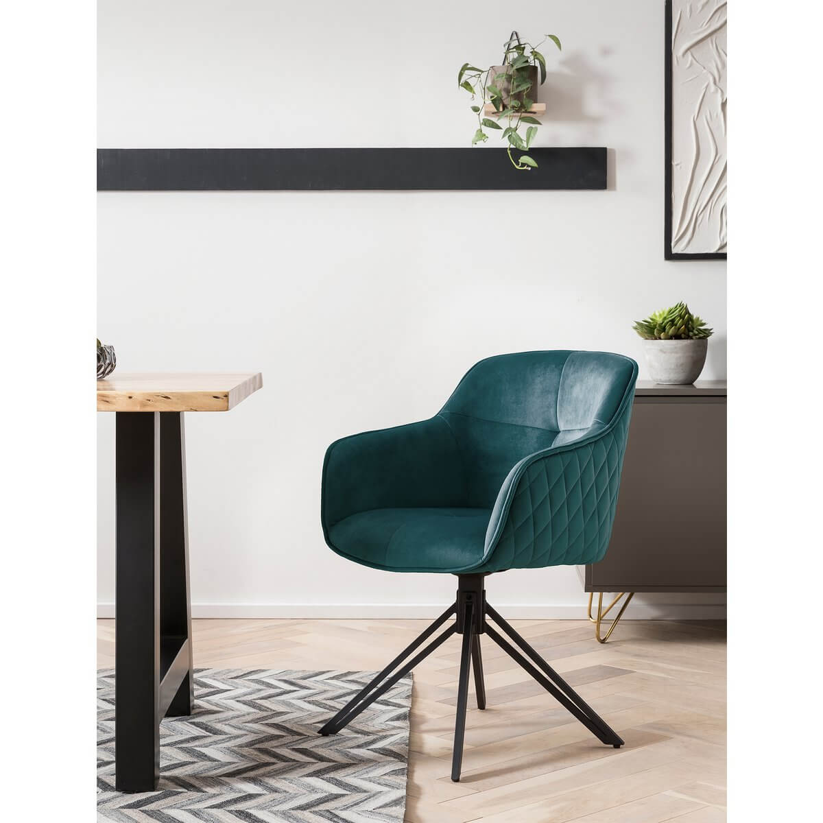 Armchair with honeycomb quilting green - SalesFever