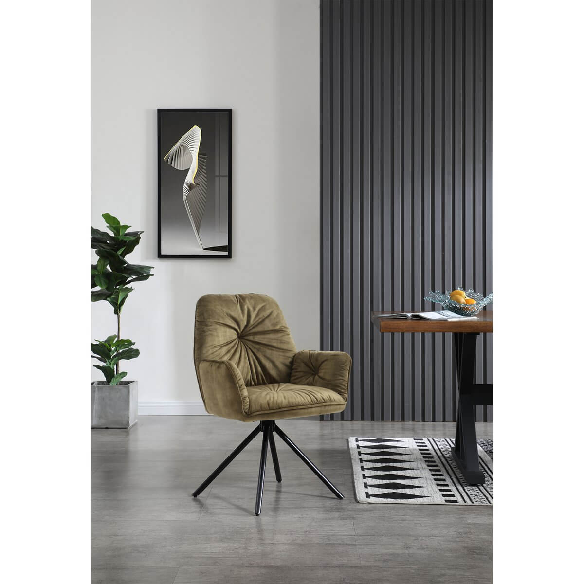 Armchair with 360° rotation function, green - SalesFever