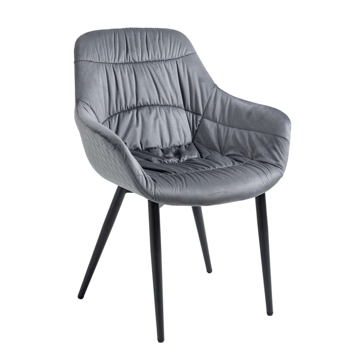 Armchair with honeycomb quilting in gray velvet - SalesFever
