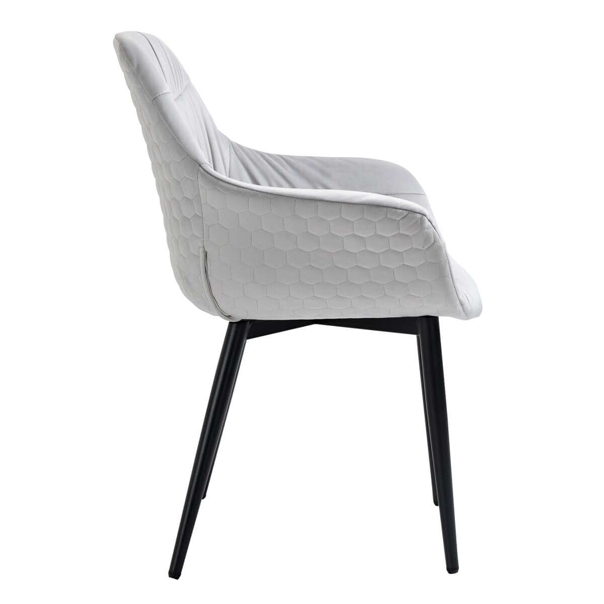 Armchair with honeycomb quilting in light gray velvet - SalesFever