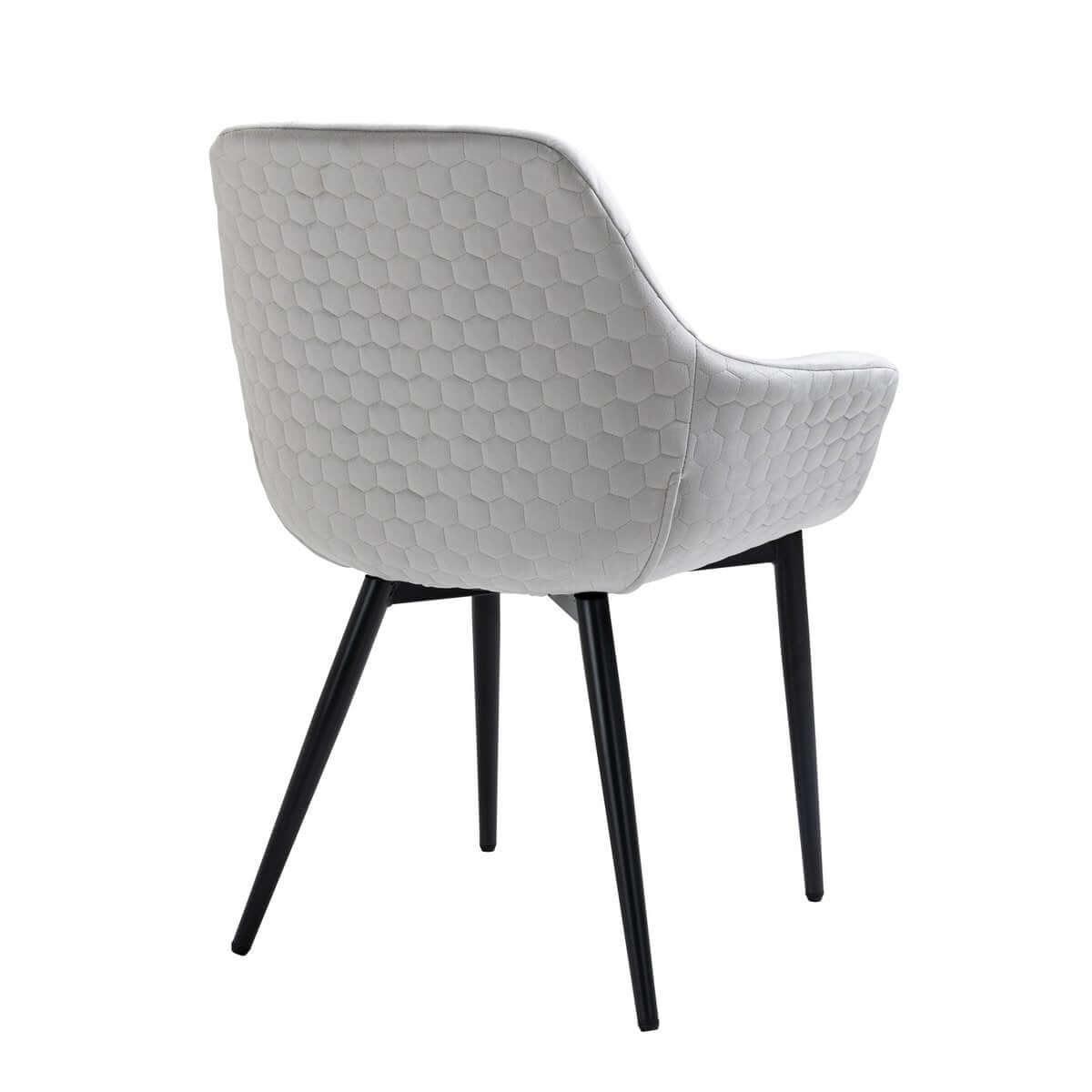 Armchair with honeycomb quilting in light gray velvet - SalesFever