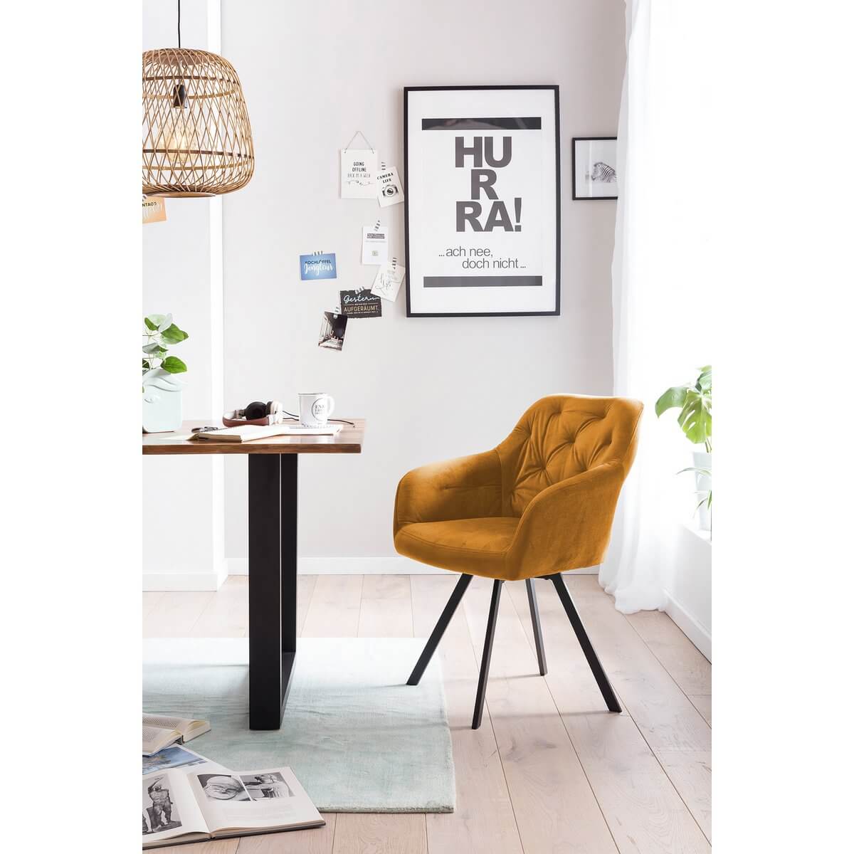 Armchair with 360° swivel function Mustard yellow - SalesFever