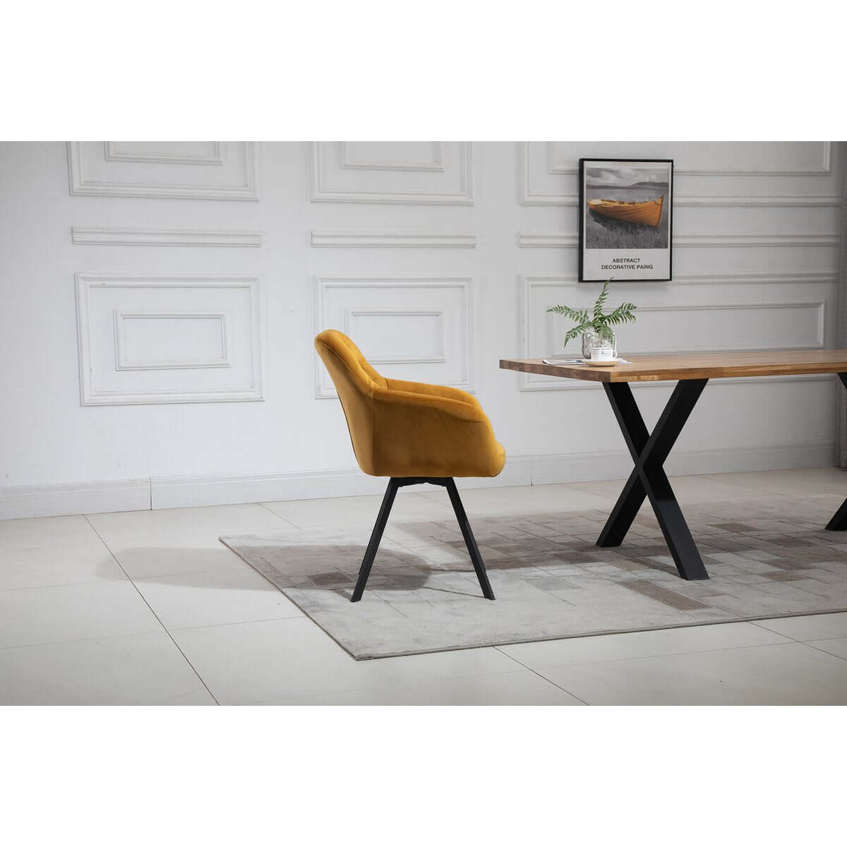 Armchair with 360° swivel function Mustard yellow - SalesFever