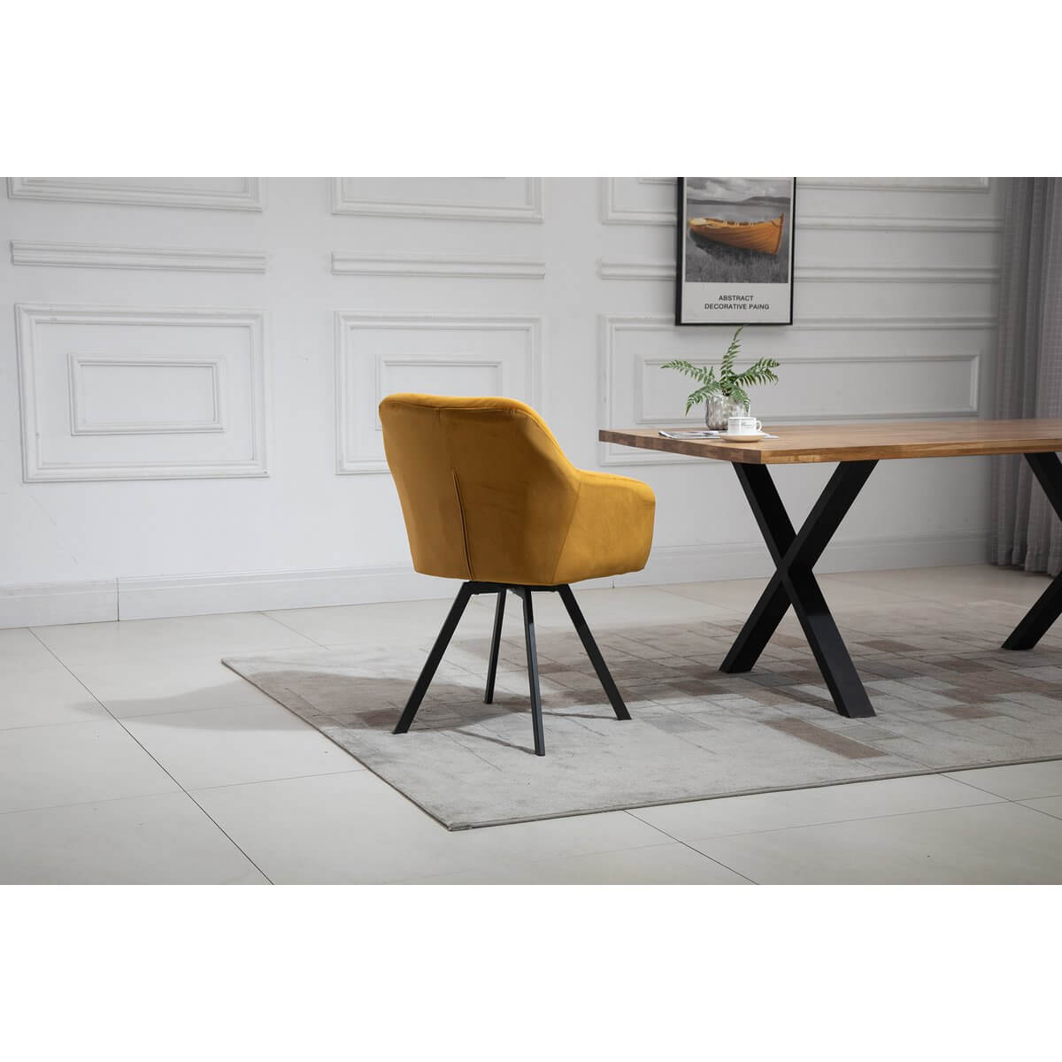 Armchair with 360° swivel function Mustard yellow - SalesFever