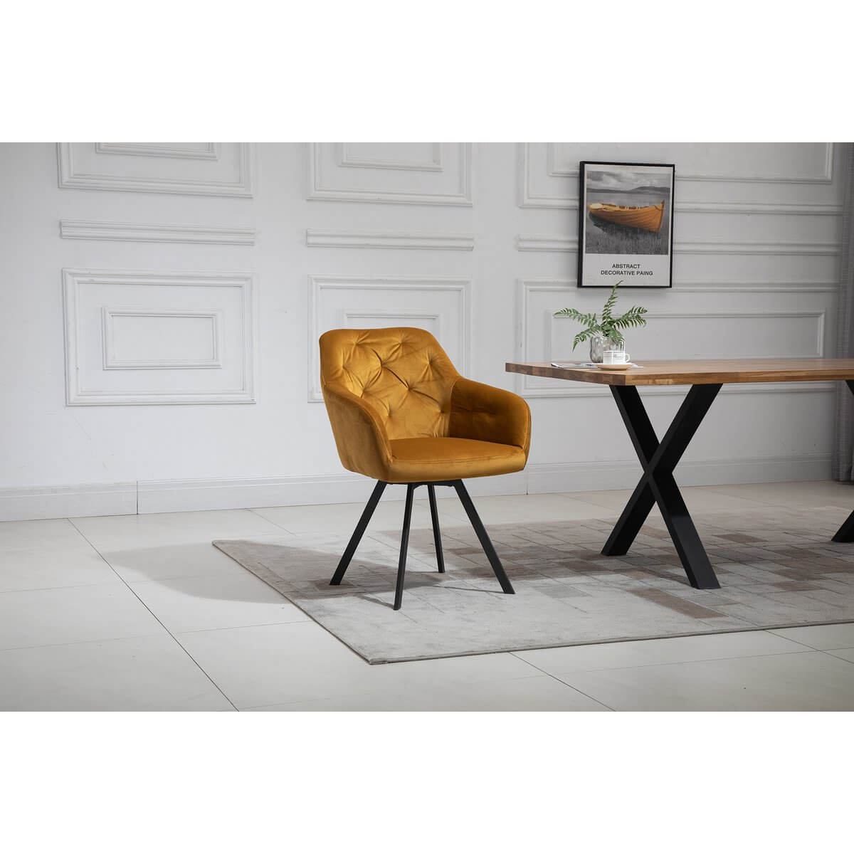 Armchair with 360° swivel function Mustard yellow - SalesFever