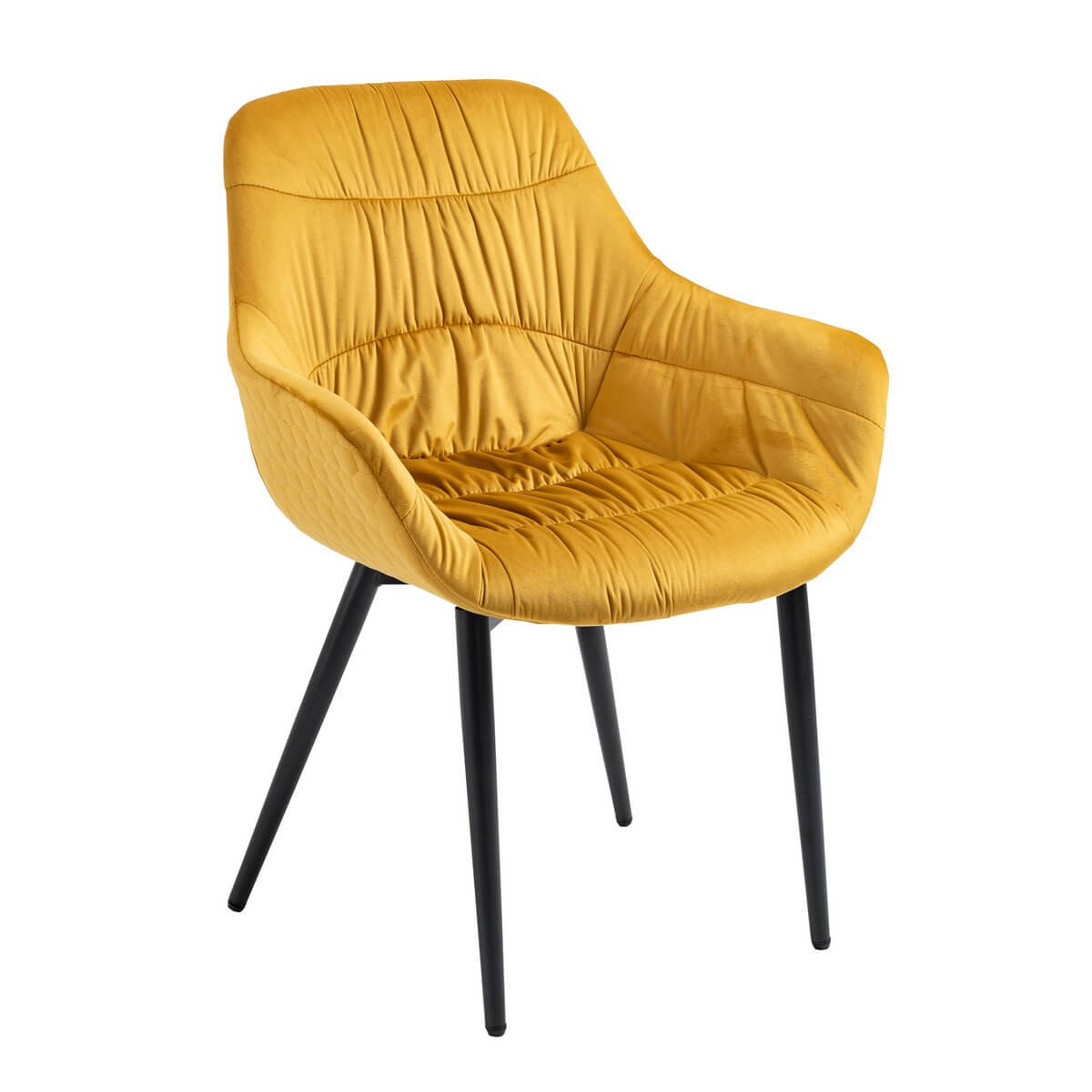 Armchair with honeycomb quilting in mustard yellow velvet - SalesFever