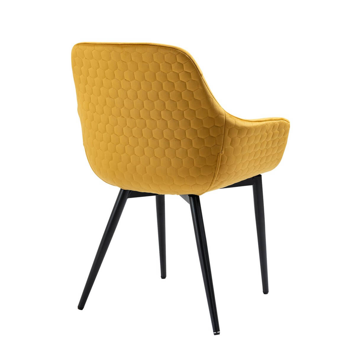 Armchair with honeycomb quilting in mustard yellow velvet - SalesFever