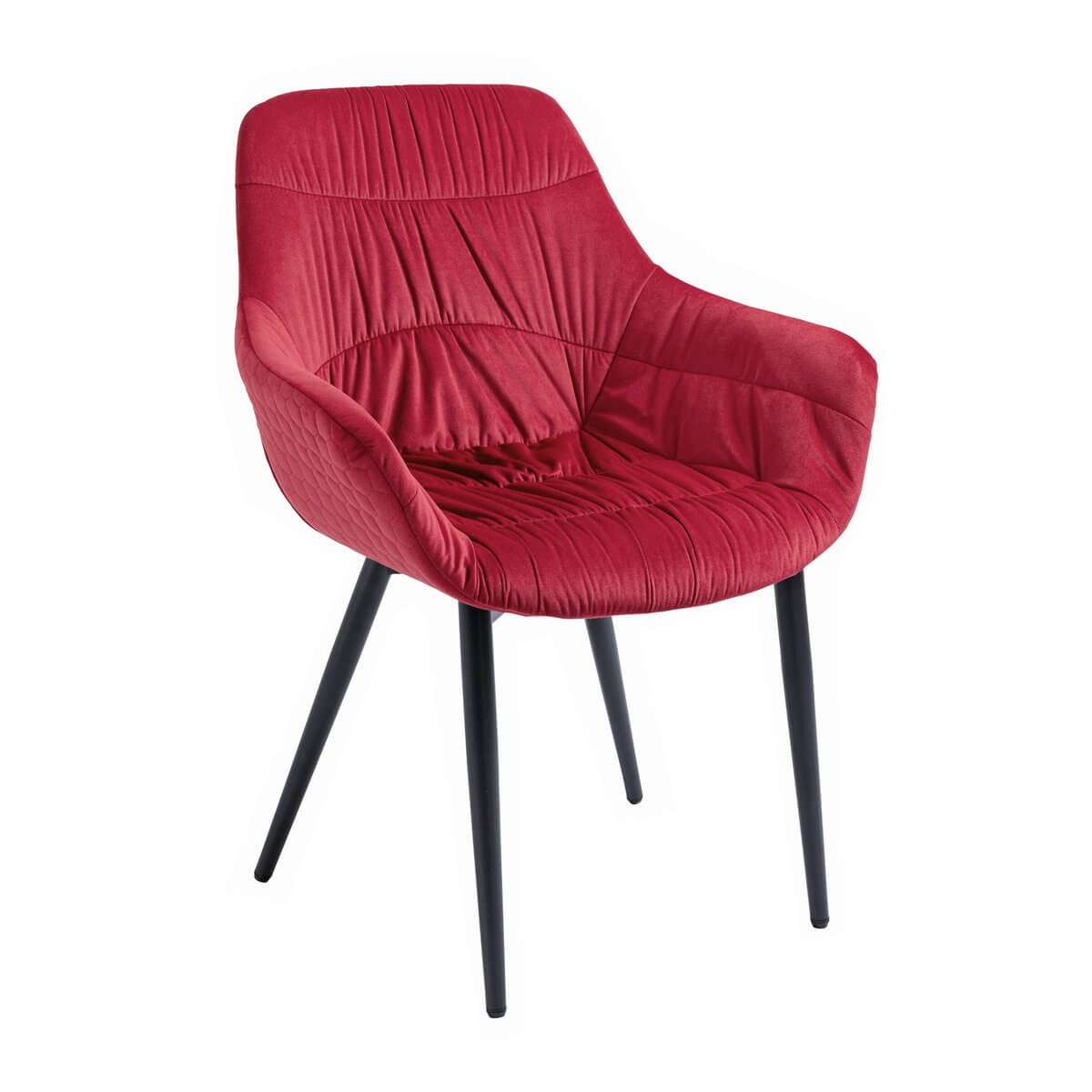 Armchair with honeycomb quilting in red velvet - SalesFever