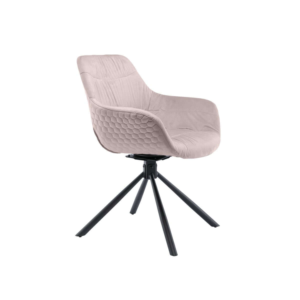 Armchair with honeycomb quilting in rose velvet - SalesFever