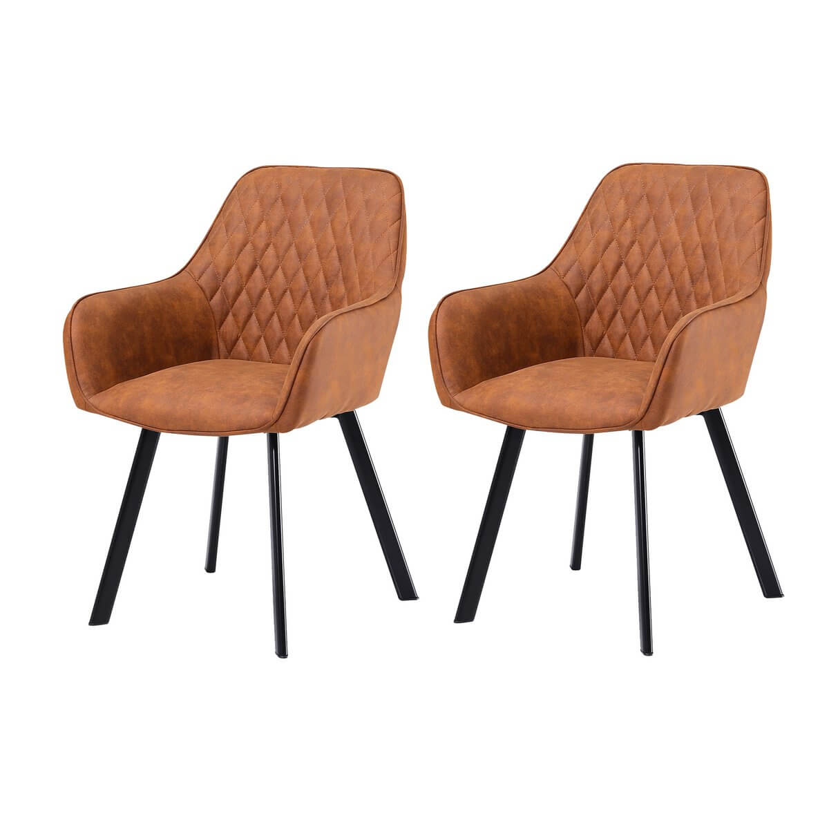 Armchair set of 2 brown microfiber - SalesFever