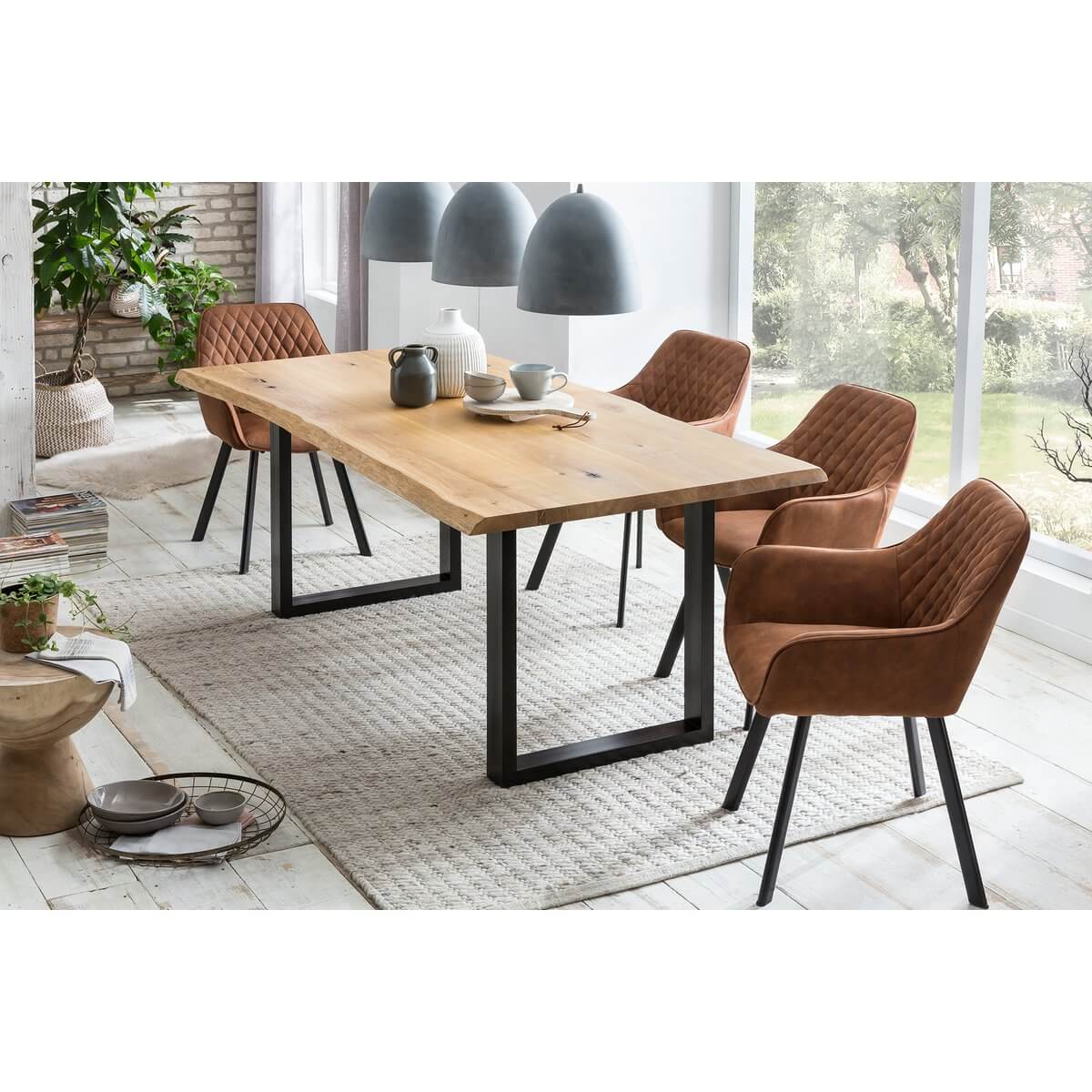 Armchair set of 2 brown microfiber - SalesFever