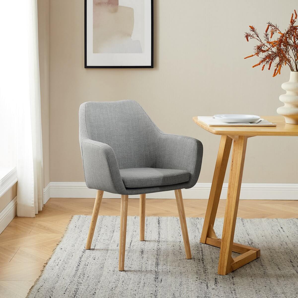 Armchair structural fabric light gray - SalesFever