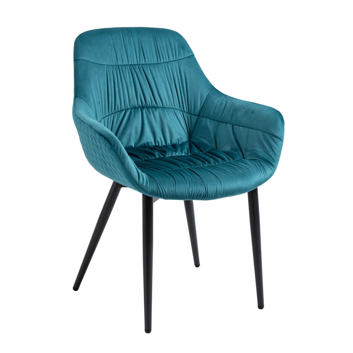 Armchair with honeycomb quilting velvet turquoise - SalesFever