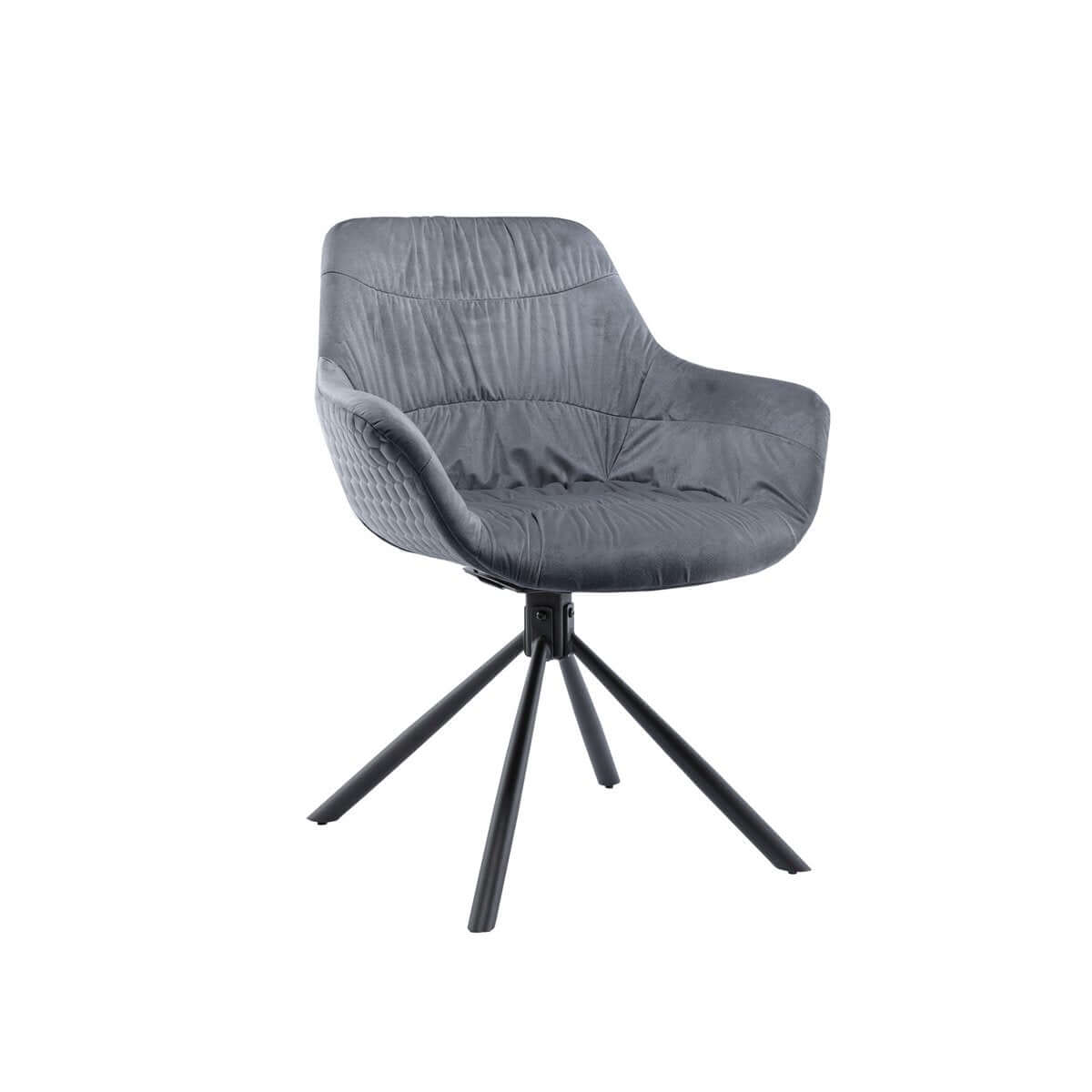 Armchair with honeycomb quilting in gray velvet - SalesFever
