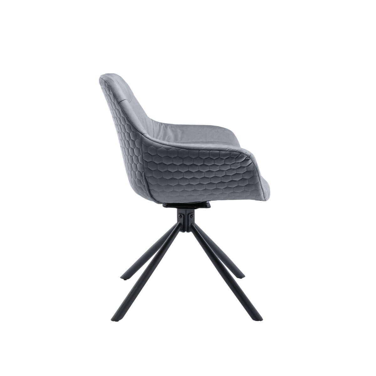 Armchair with honeycomb quilting in gray velvet - SalesFever