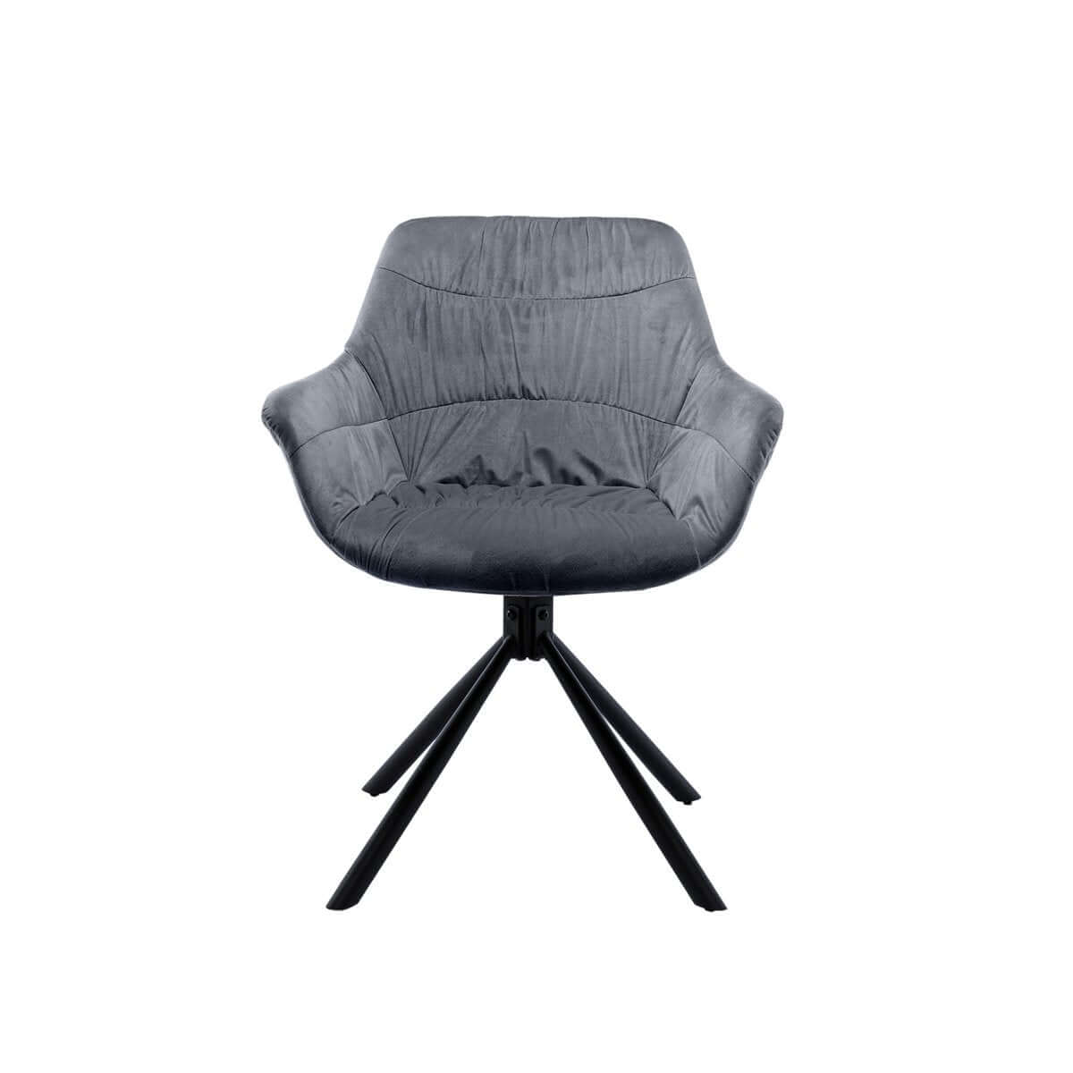 Armchair with honeycomb quilting in gray velvet - SalesFever