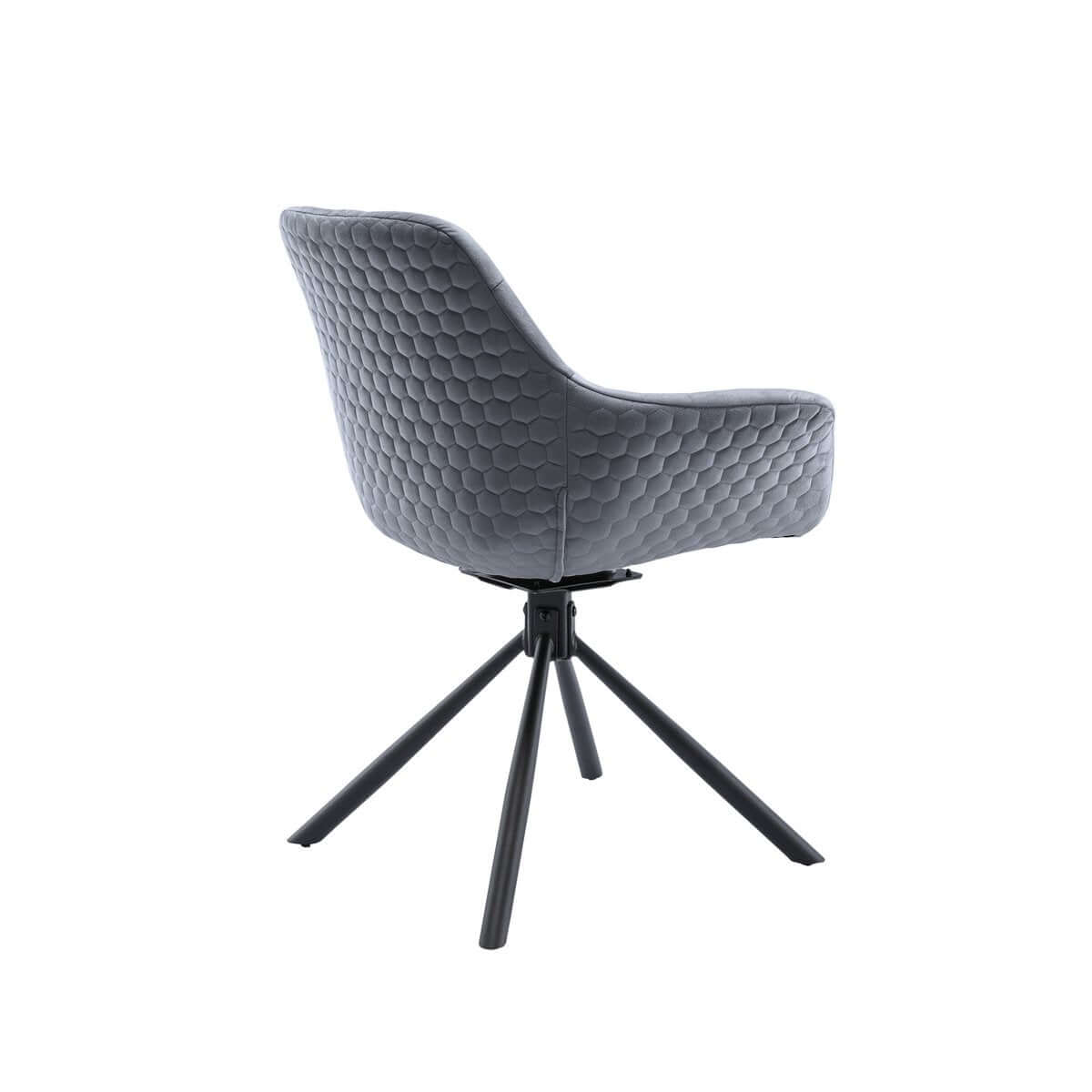 Armchair with honeycomb quilting in gray velvet - SalesFever