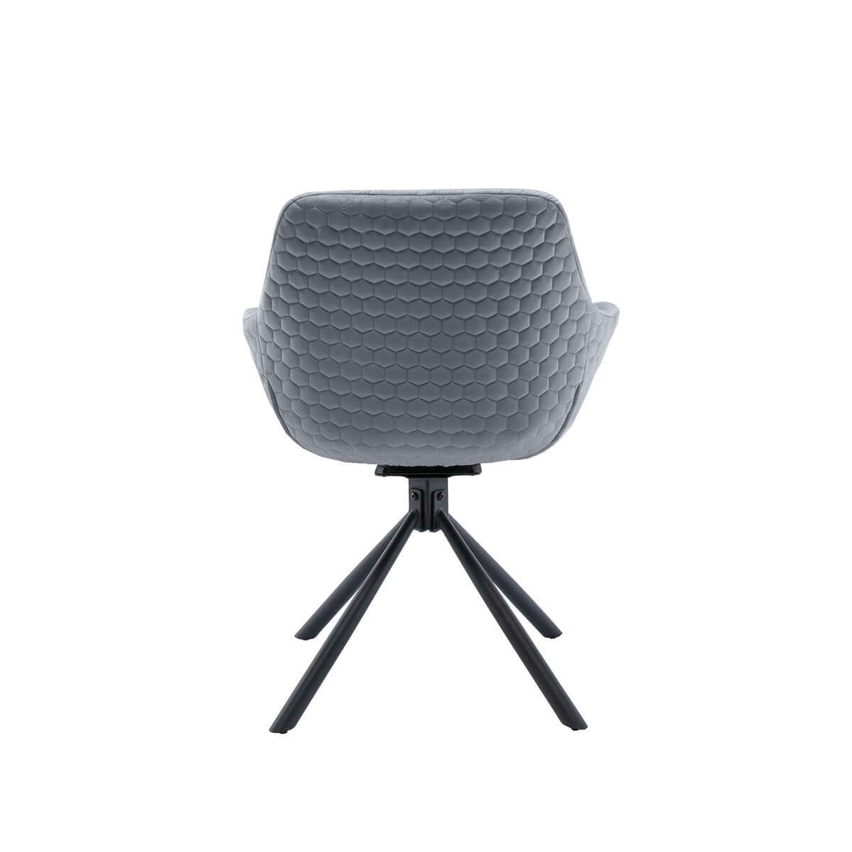 Armchair with honeycomb quilting in gray velvet - SalesFever