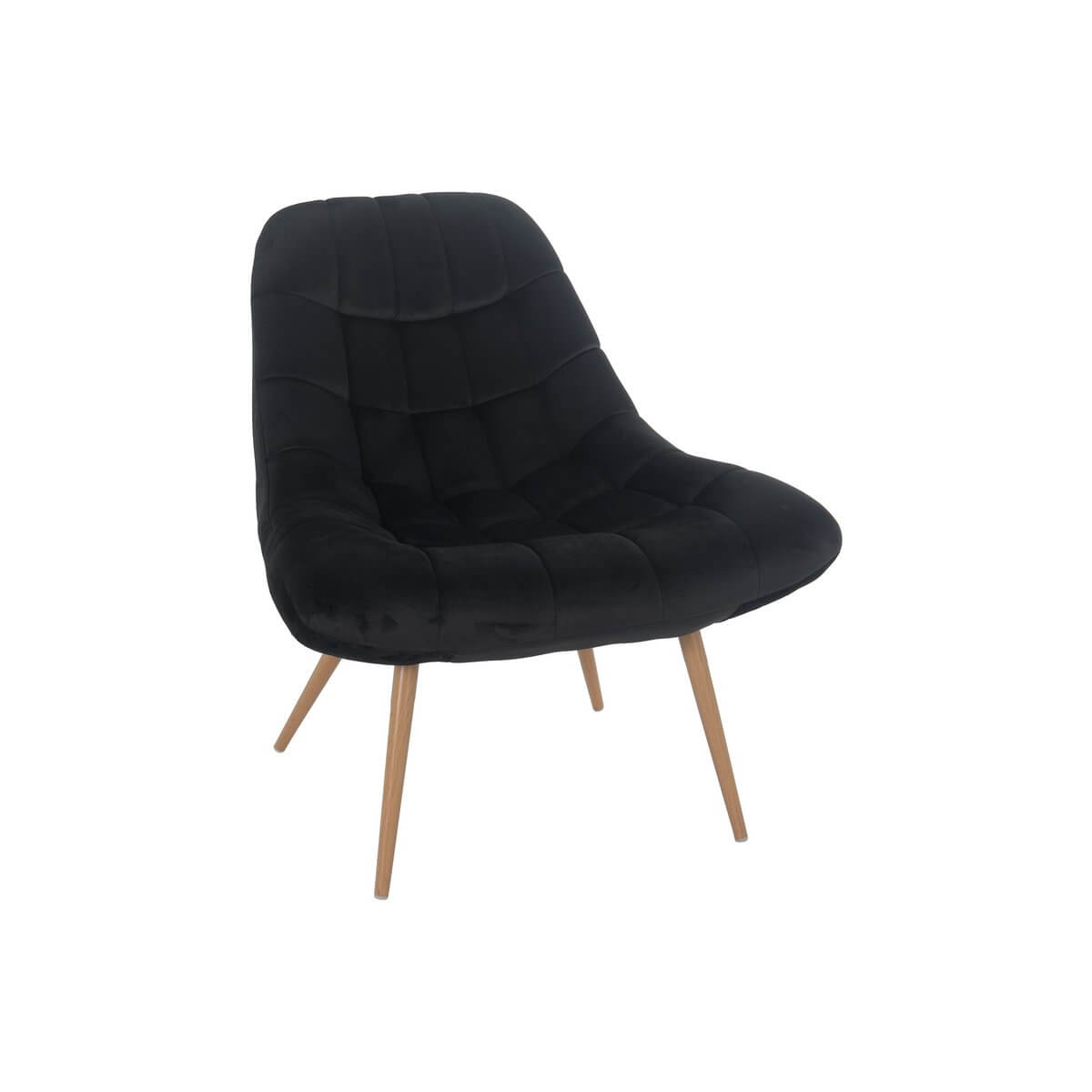 Armchair XXL velvet black metal wood look - SalesFever