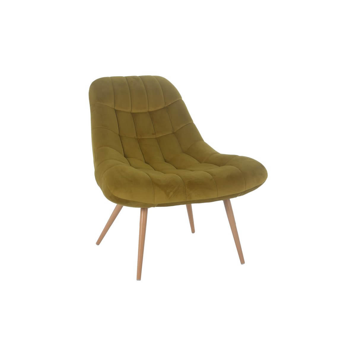 Armchair XXL velvet yellow metal wood look - SalesFever