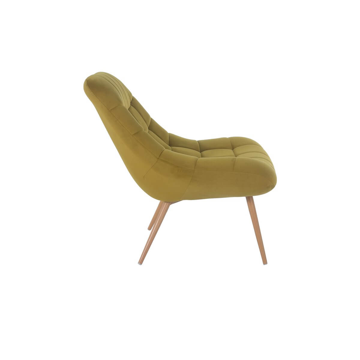 Armchair XXL velvet yellow metal wood look - SalesFever