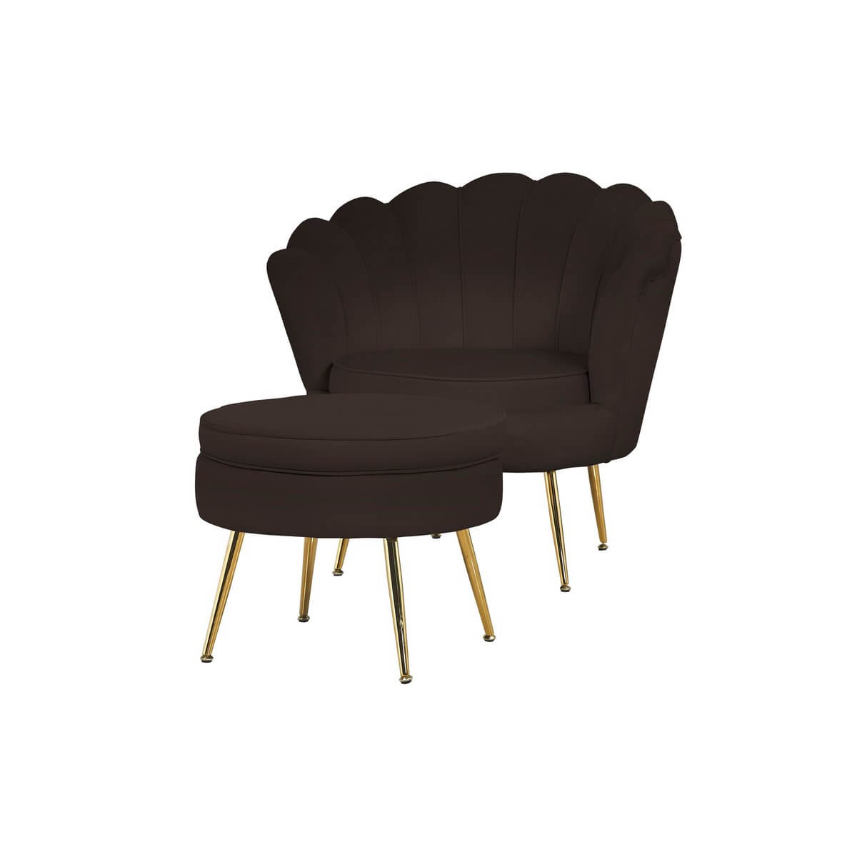 Black velvet shell armchair - SalesFever