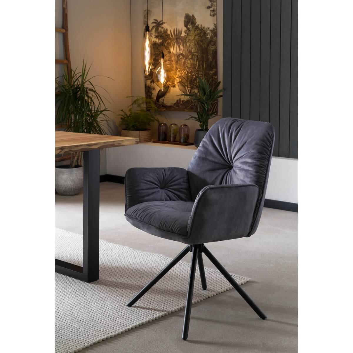 Armchair with 360° swivel function, black - SalesFever