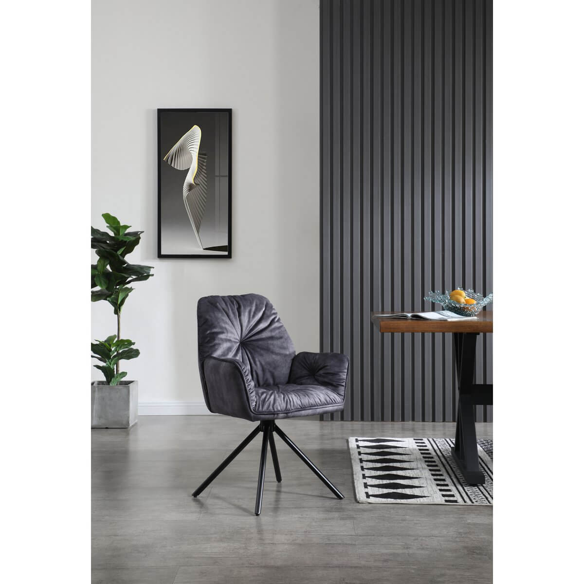 Armchair with 360° swivel function, black - SalesFever